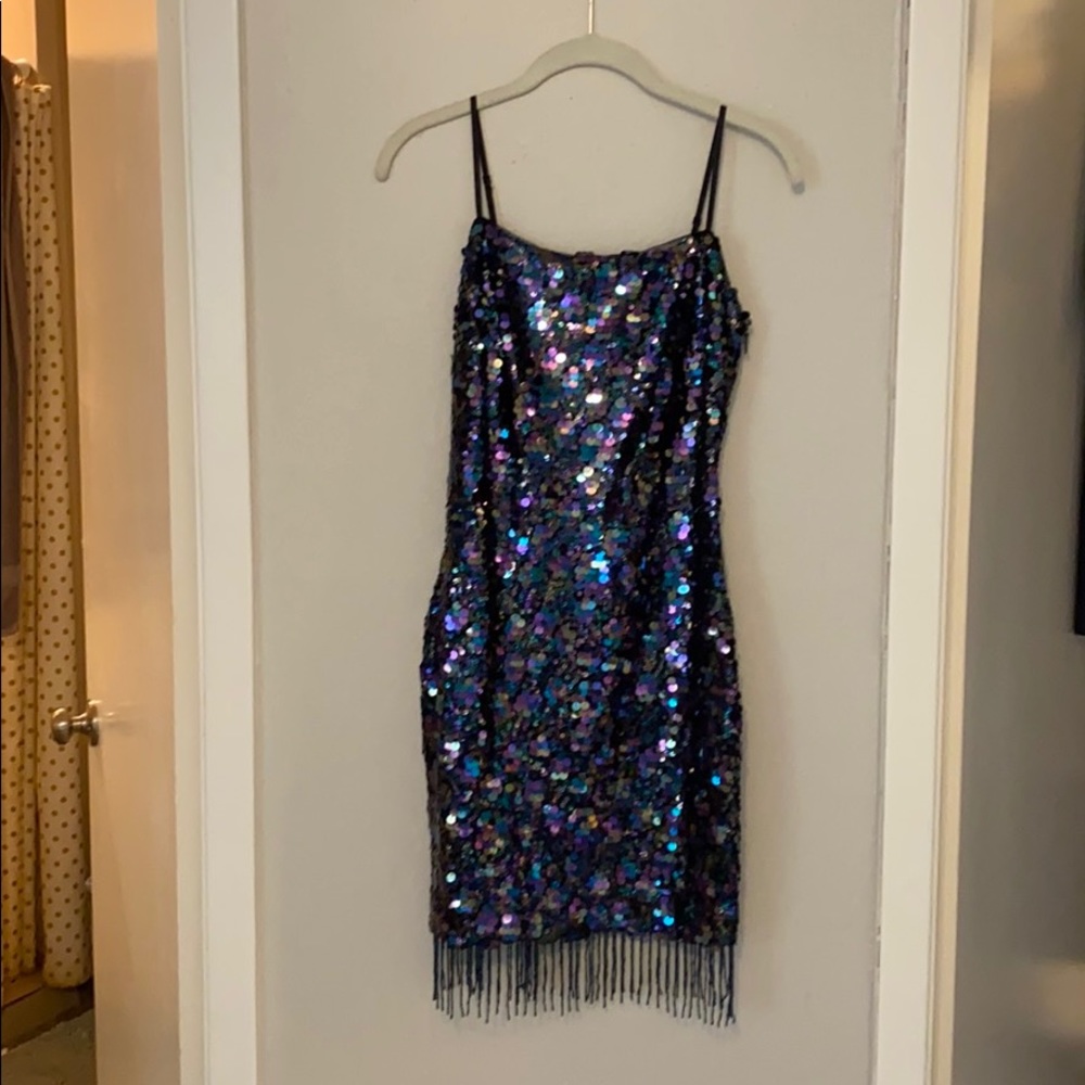 Navy Sequined Cocktail Dress by Guess.